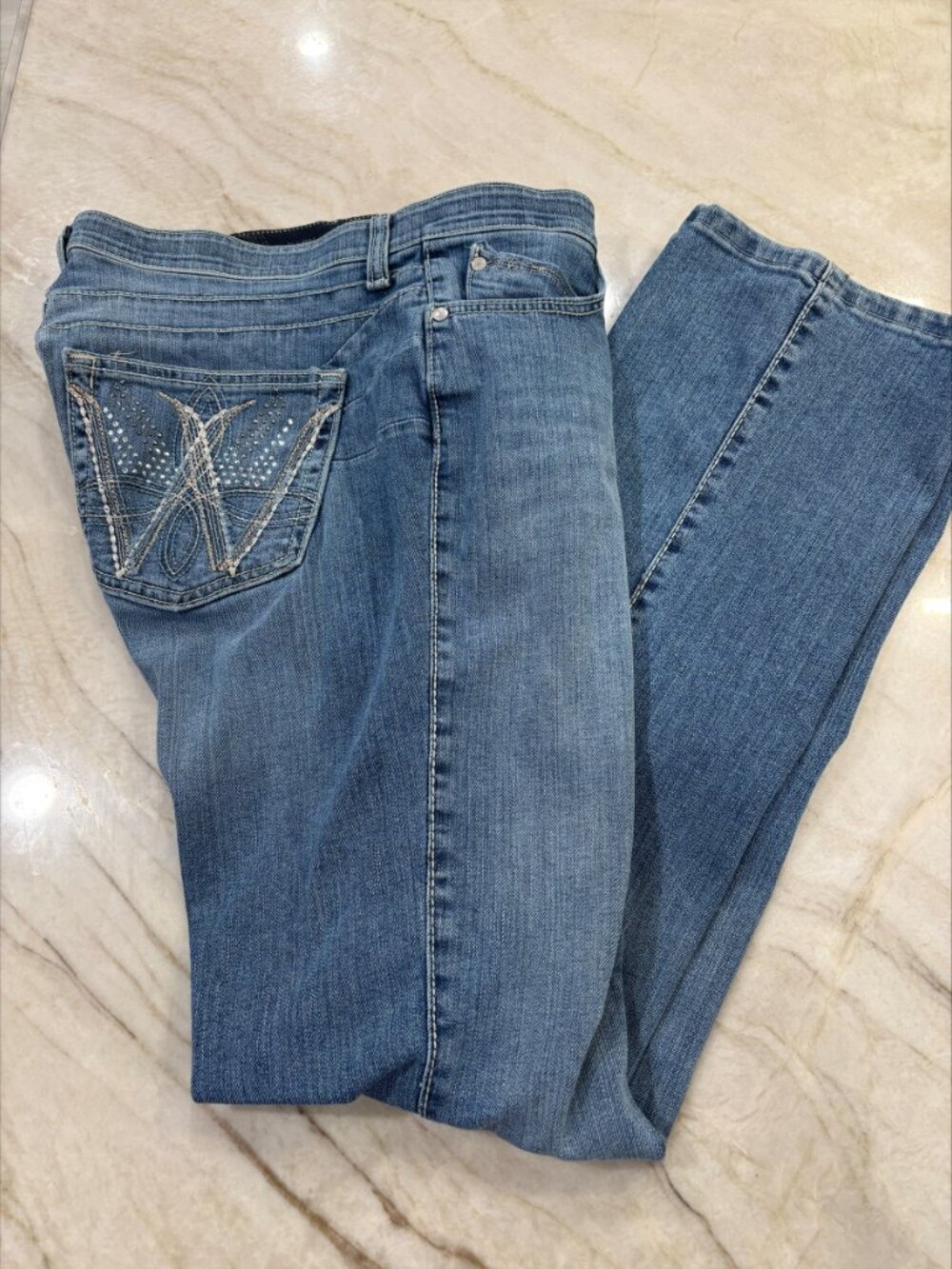 Wrangler Q-Baby Women's Riding Jeans 9/10 x 32 Sequin Back Pocket Embellishment